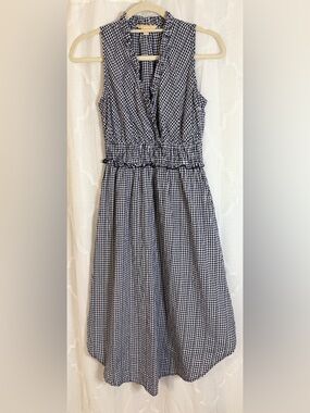 Hope & Harlow Size 2 Ruffle Neck Fit & Flare |  Gingham Midi Dress